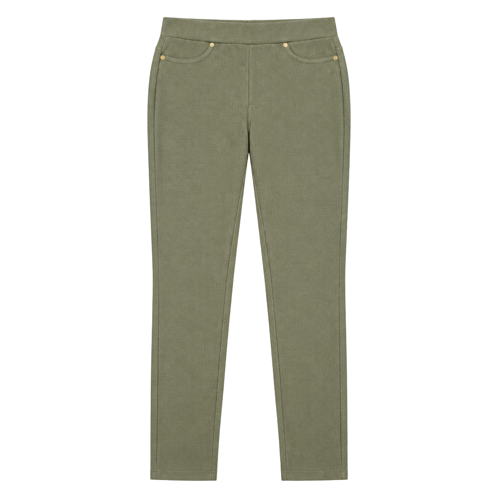 Women With Control Stretch Pull-On Ankle Pants Green M 1