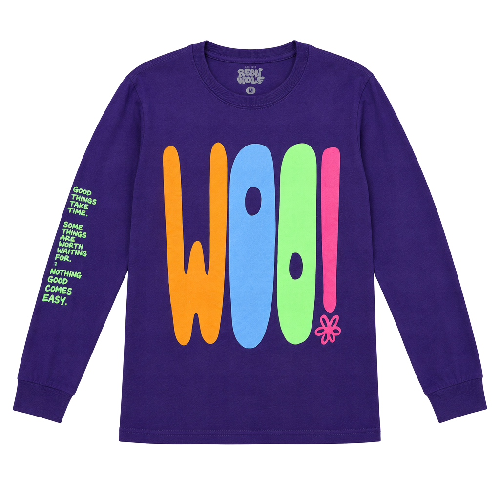 Remi Wolf Woo! Long Sleeve Shirt Size M Purple Graphic Tee 1
