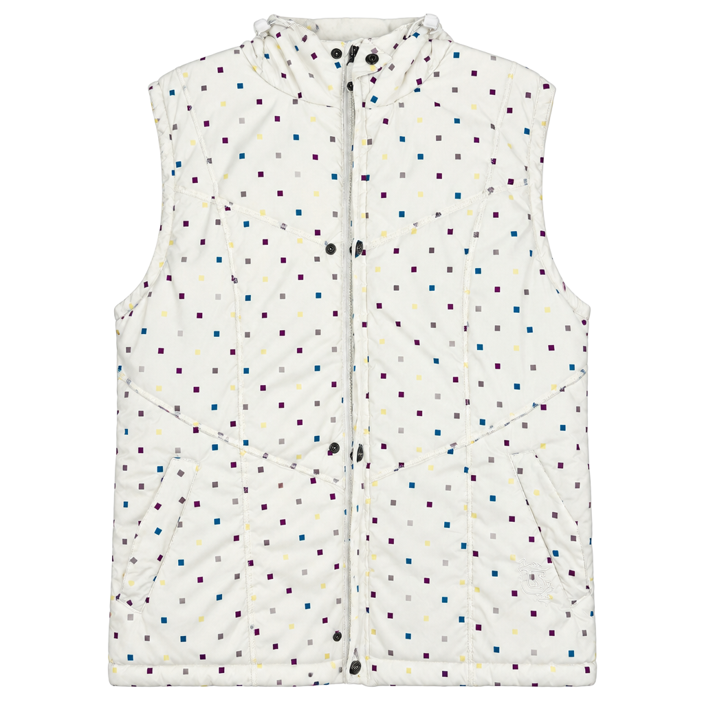 Burton Dryride Puffer Vest Size XL White Polka Dot Hood 1
