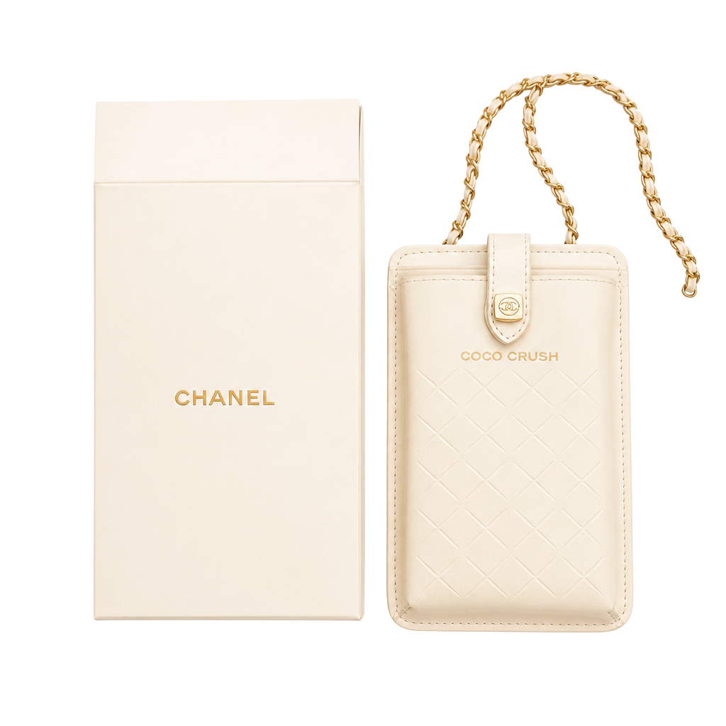 Chanel Coco Crush GWP White Quilted Phone Card Holder Crossbody Bag 1