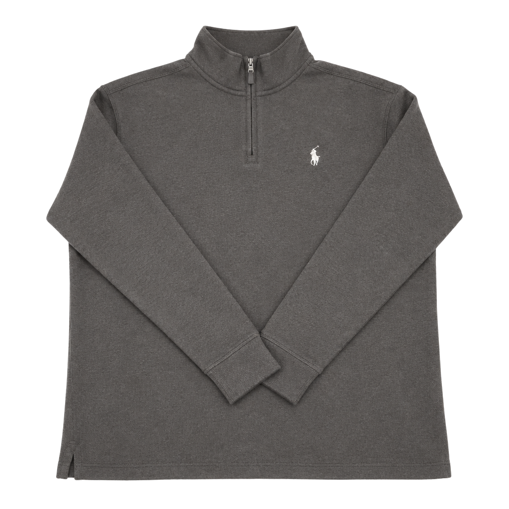 Polo Ralph Lauren Estate Rib Quarter-Zip Pullover Size L Gray 1