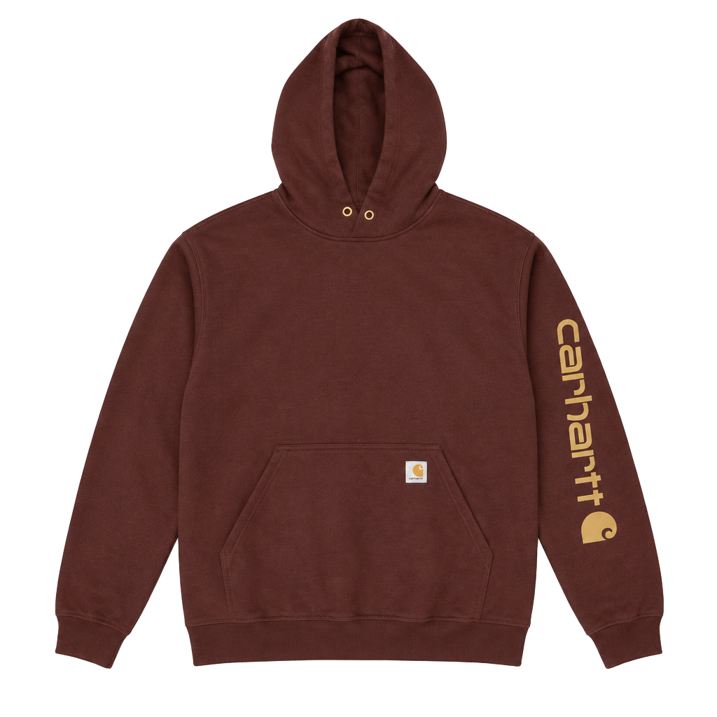 Carhartt Loose Fit Logo Sleeve Hoodie Size L Burgundy 1