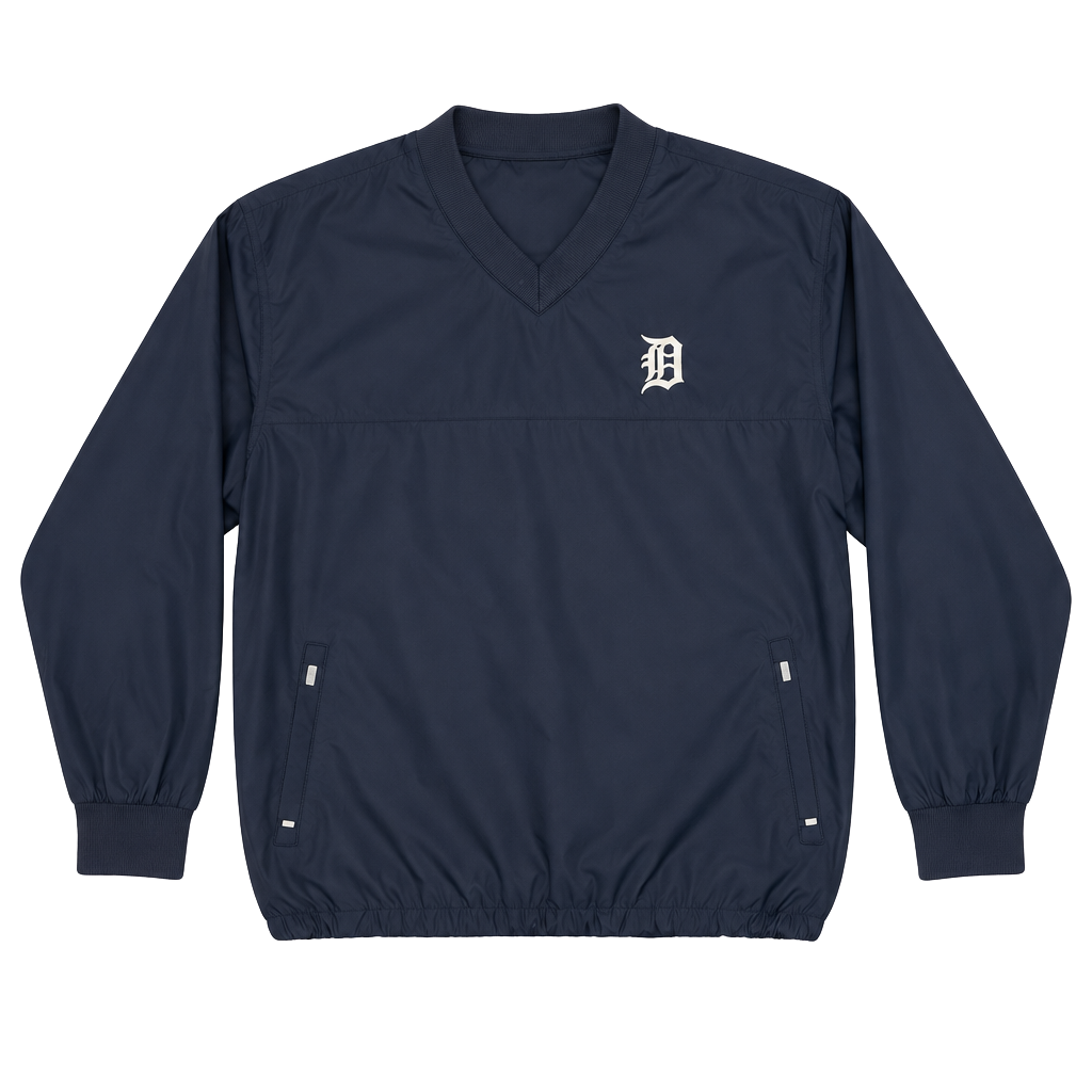 Antigua Detroit Tigers Windbreaker Jacket Size XL Navy V-Neck Pullover 1