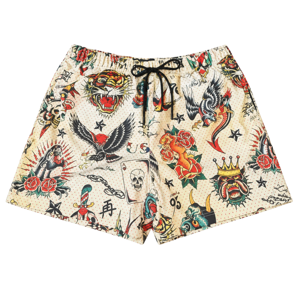 Ed Hardy Flashboard Mesh Shorts Size L Tattoo Graphic Multi 1