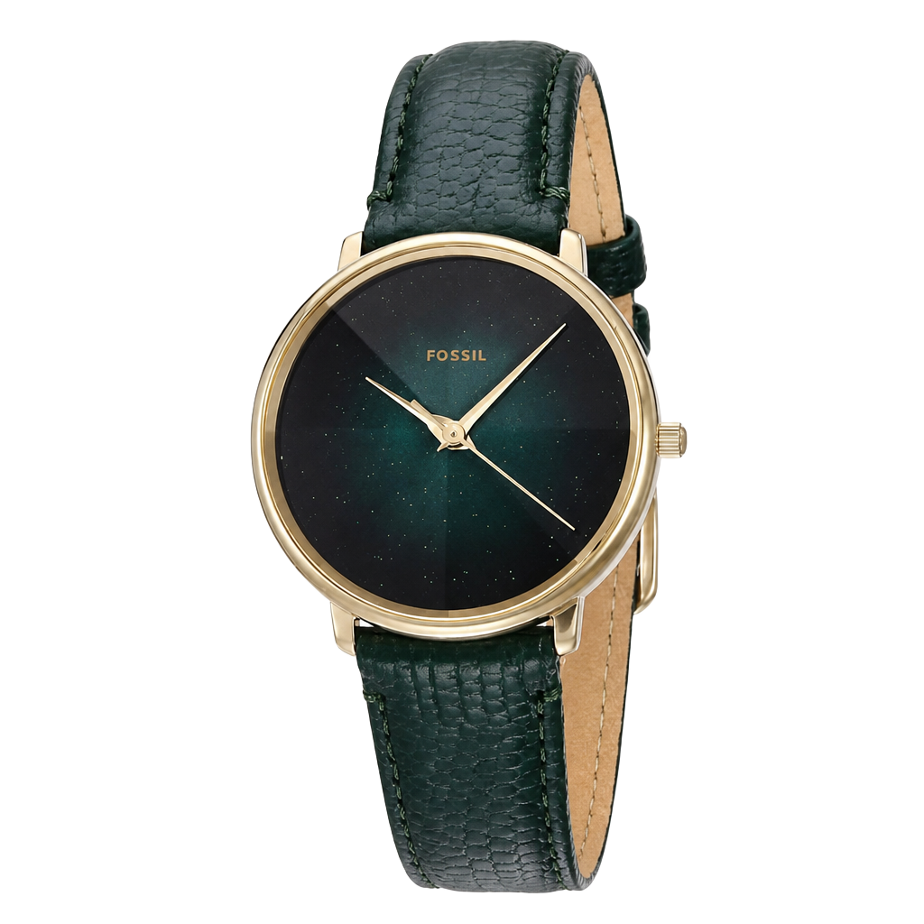 Fossil Prismatic Galaxy Green Leather Strap Watch ES4730 1