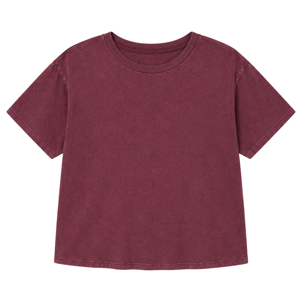 Academy Women T-Shirt Size L Burgundy Cotton Short Sleeve Relaxed Crop Top 1