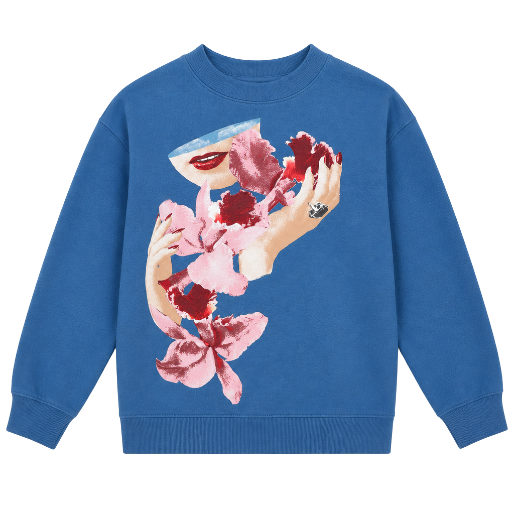 Obey Worldwide Graphic Sweatshirt Size S Blue Floral Art 1