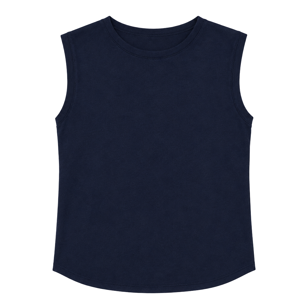Quince Muscle Tank Size L Navy Blue Cotton Modal Sleeveless Top 1