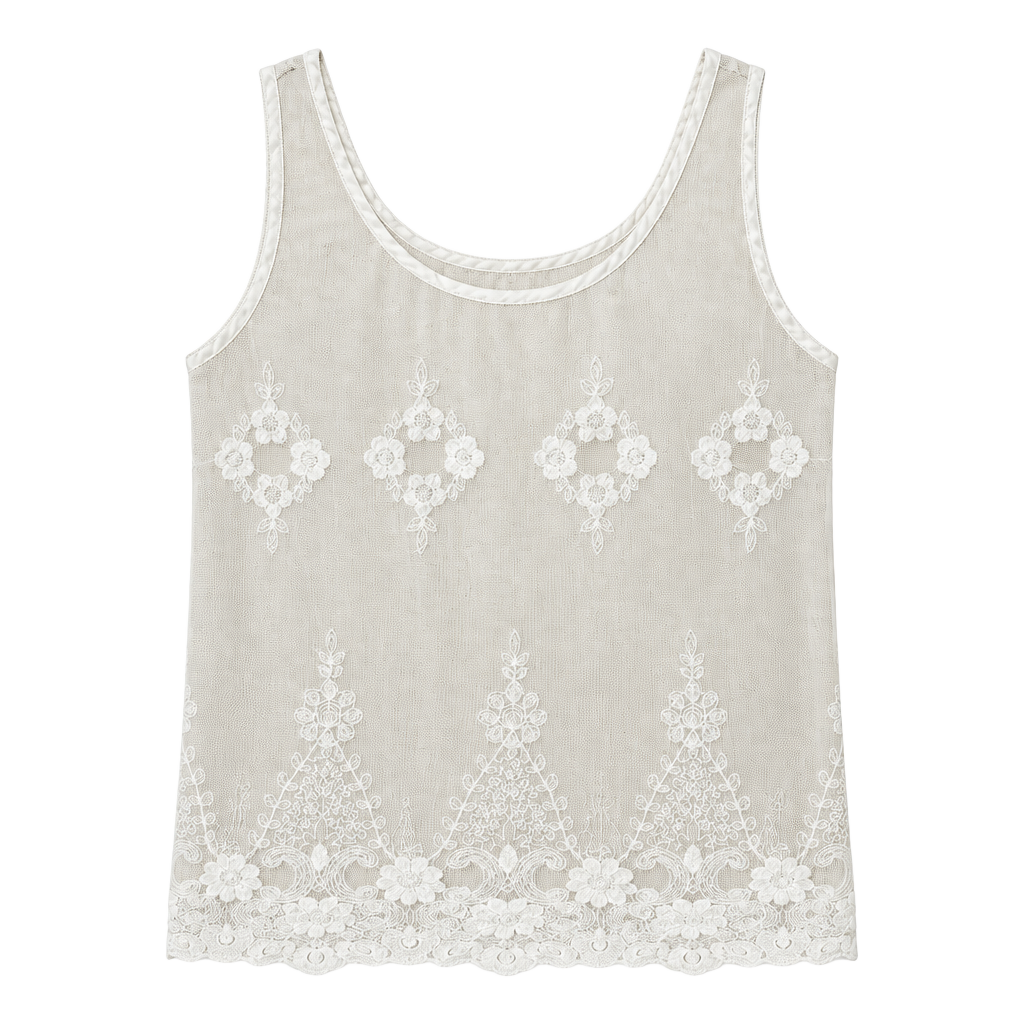 American Eagle Outfitters Sheer Mesh Tank Top Size XL/TG White Floral 1
