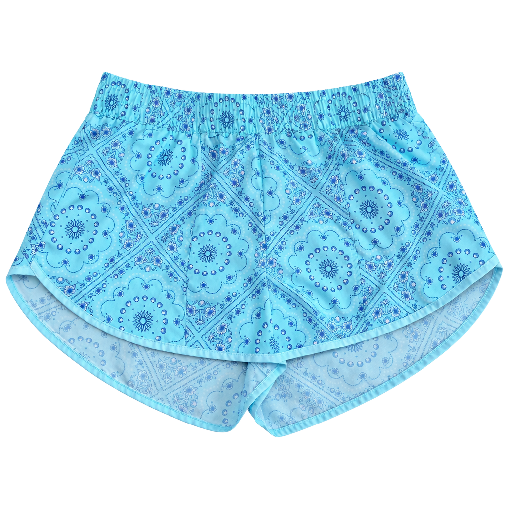 All in Motion Athletic Shorts Size L Blue Floral Bandana Print 1