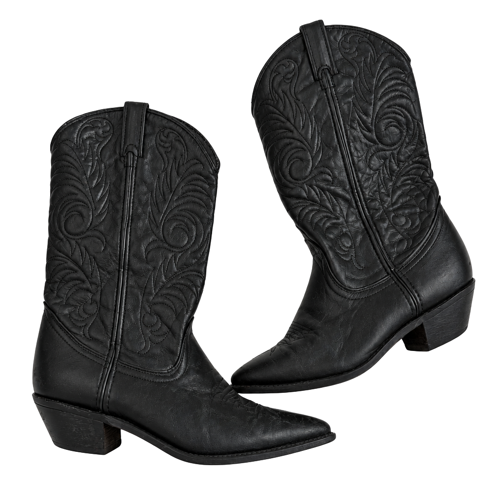 Vintage Acme Western Cowboy Boots Size 8.5W Black Leather Pointed Toe 1