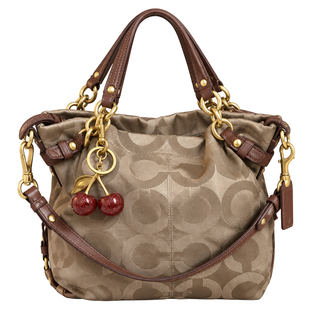 Y2K Vintage Coach Signature Sateen Gold Shoulder Bag 14147 1