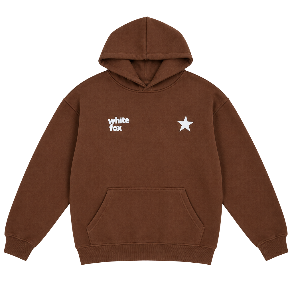 White Fox From The Archives Hoodie Size XS/S Brown Star 1