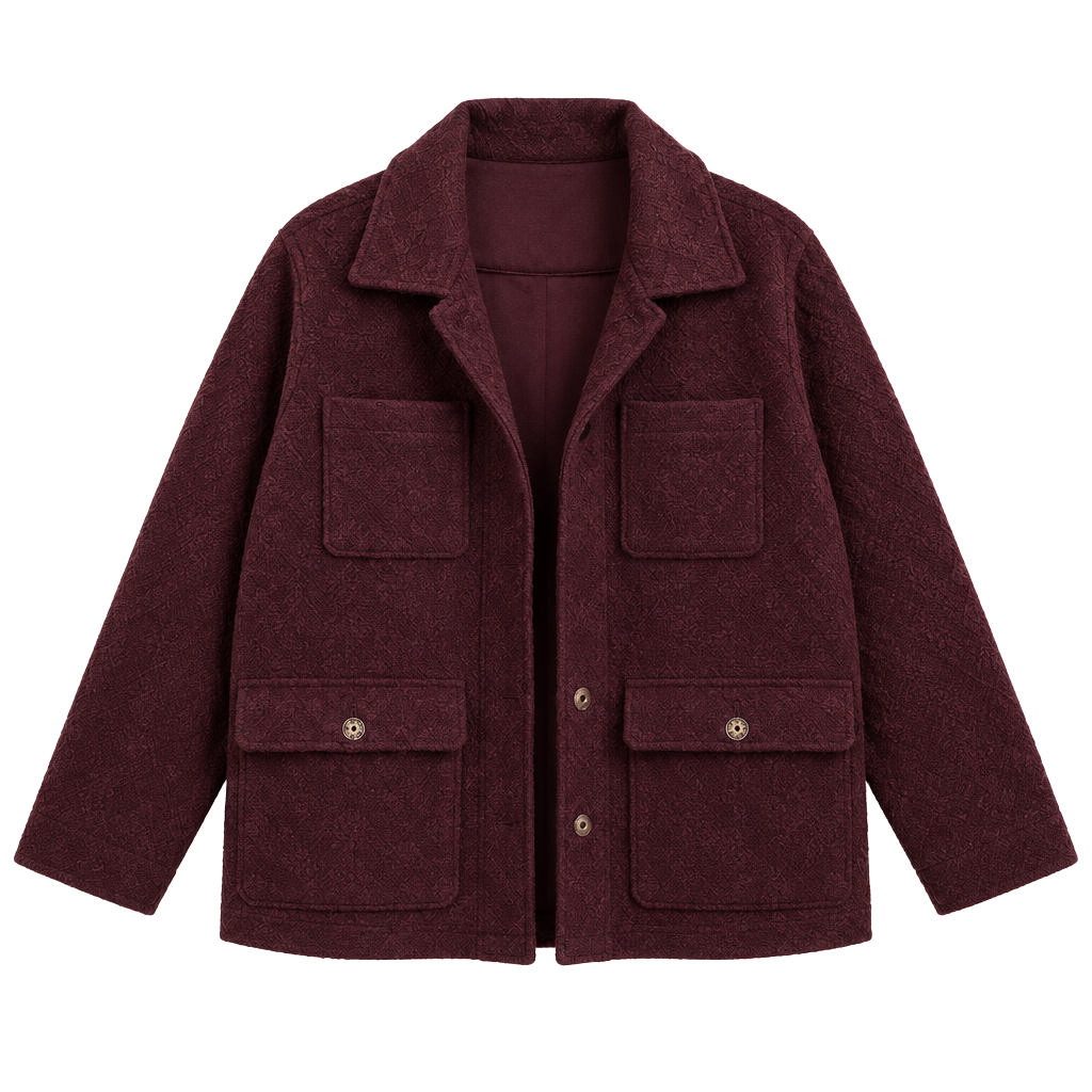 Time And Tru Boucle Utility Shacket Size XXL Burgundy 1