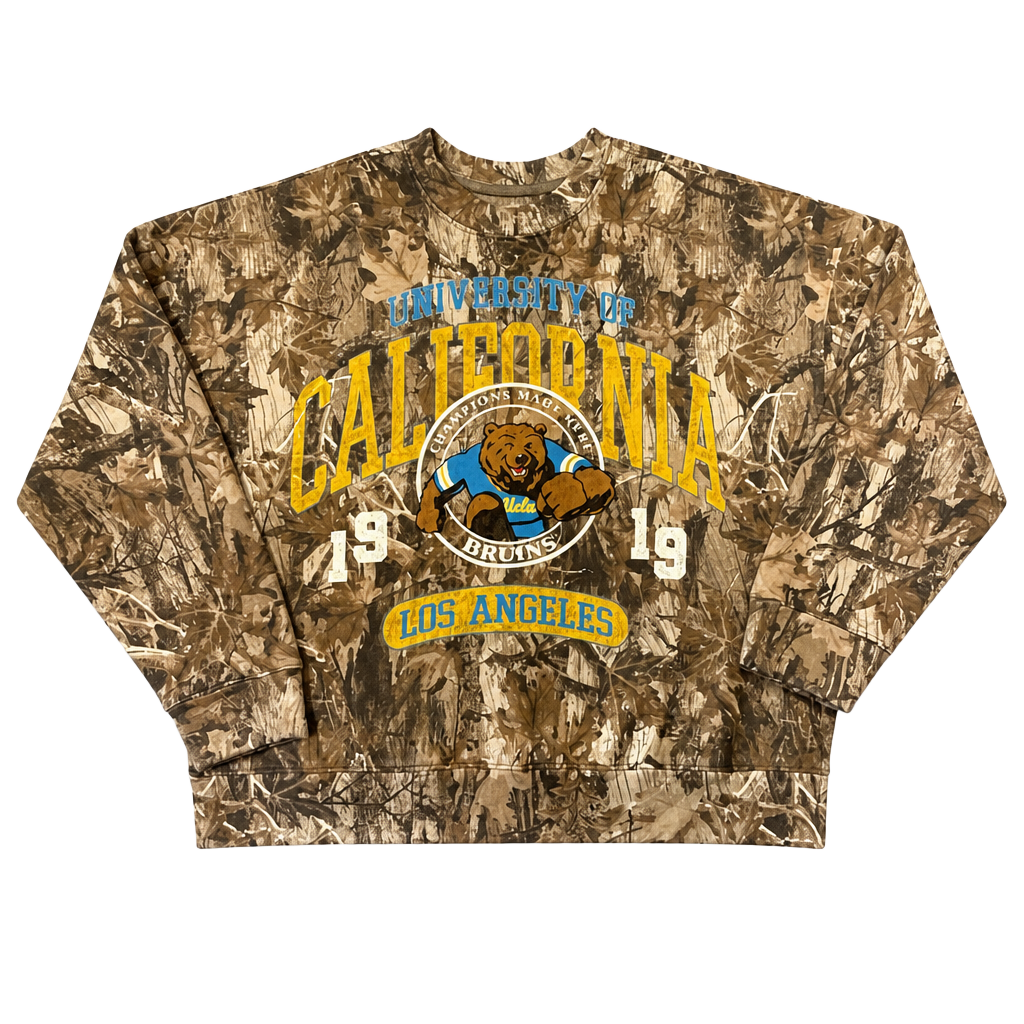 Hollister UCLA Bruins Crewneck Sweatshirt XL Camo Boxy Fit 1