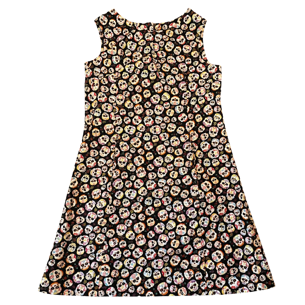 Abrazos San Miguel de Allende Day of the Dead Sugar Skull Cotton Sleeveless Dress Size M 1