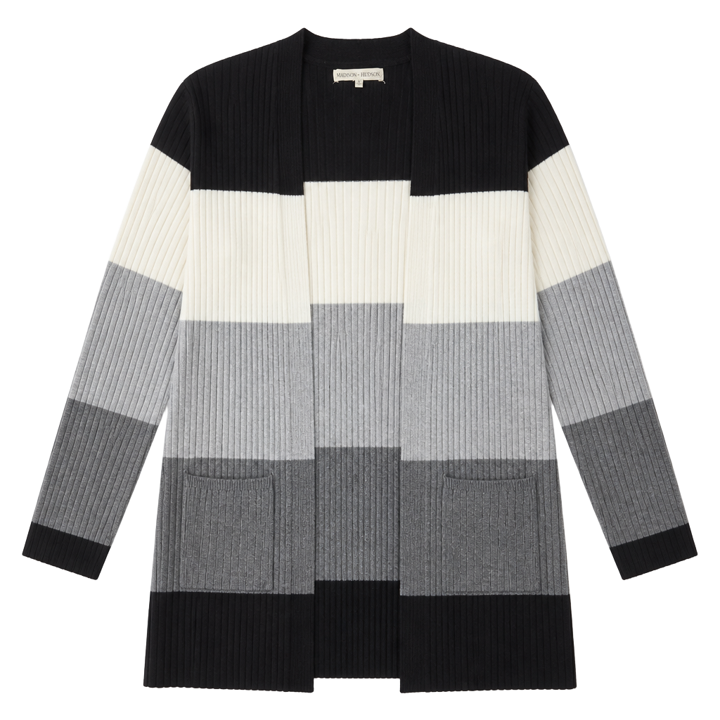 Madison + Hudson Color Block Ribbed Open Front Longline Cardigan Duster 1