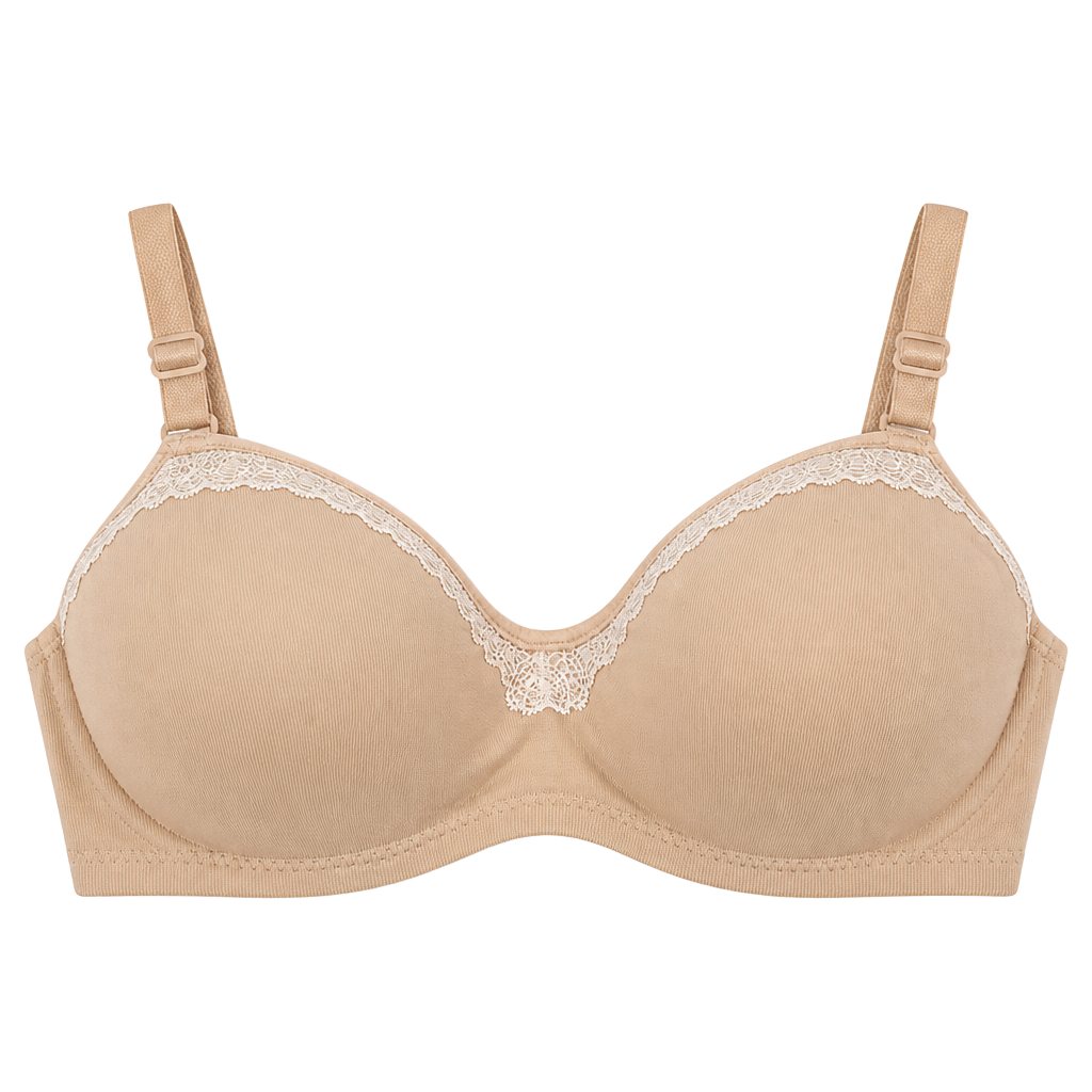 Hanes Ribbed Seamless Wireless Comfort Bra with Lace Trim 1