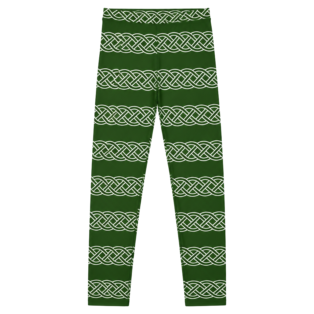 LuLaRoe Leggings Tween Size Green White Celtic Knot Pattern 1