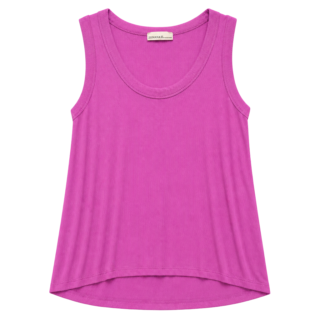 Zenana Pink Ribbed Scoop Neck Tank Top XL 1