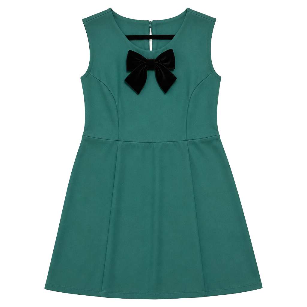Draper James Green Sleeveless Ponte Dress with Black Velvet Bow Size XXL 1