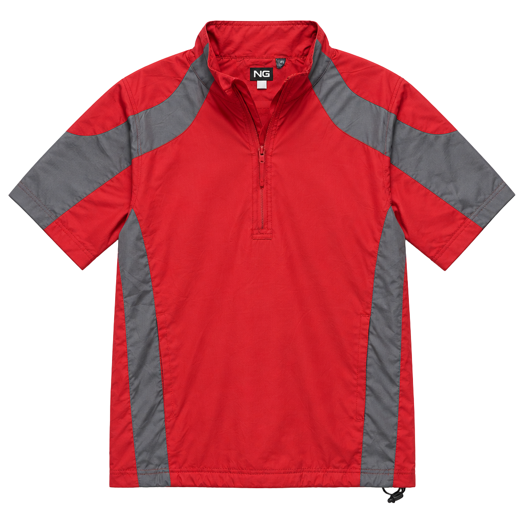 Ping Windbreaker Short Sleeve Size L/G Red Gray 1/4 Zip Pullover Jacket 1