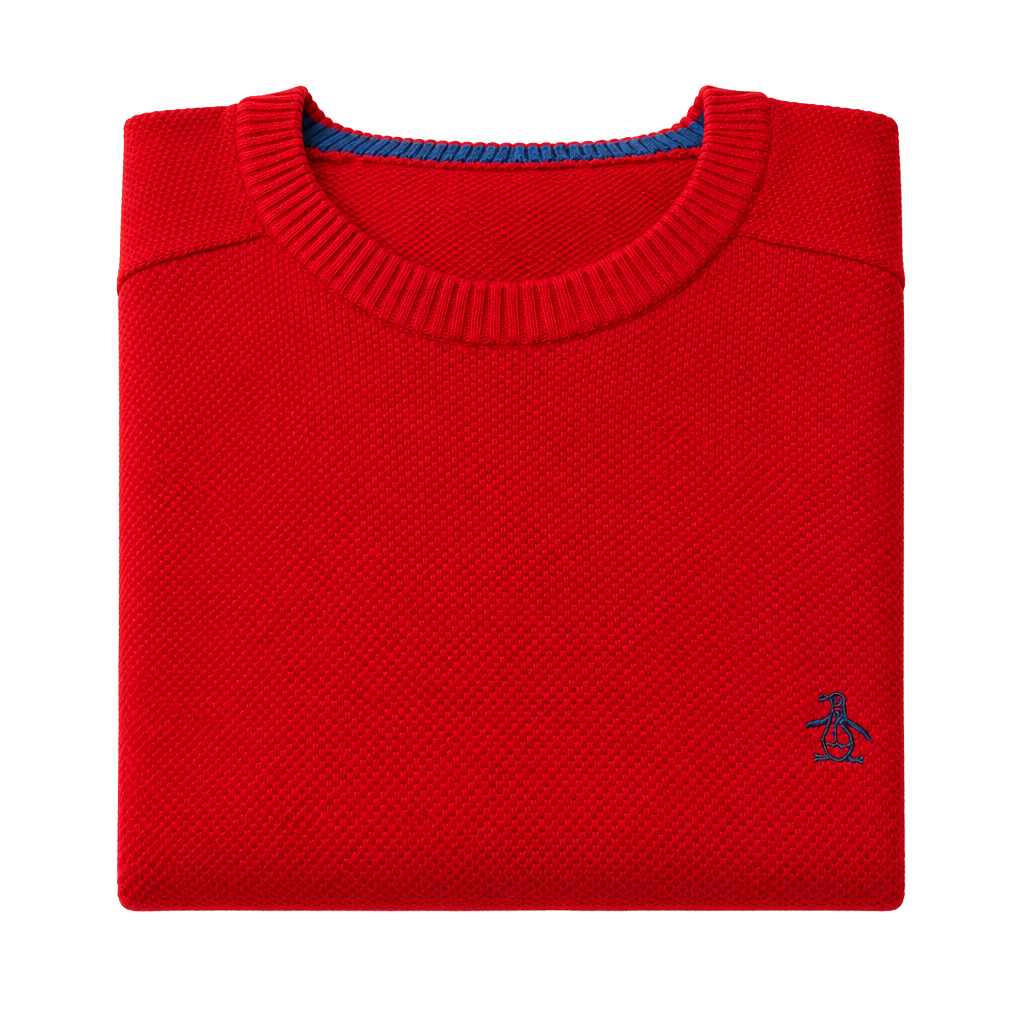 Original Penguin Mens Honeycomb Crewneck Sweater Red Size M 1