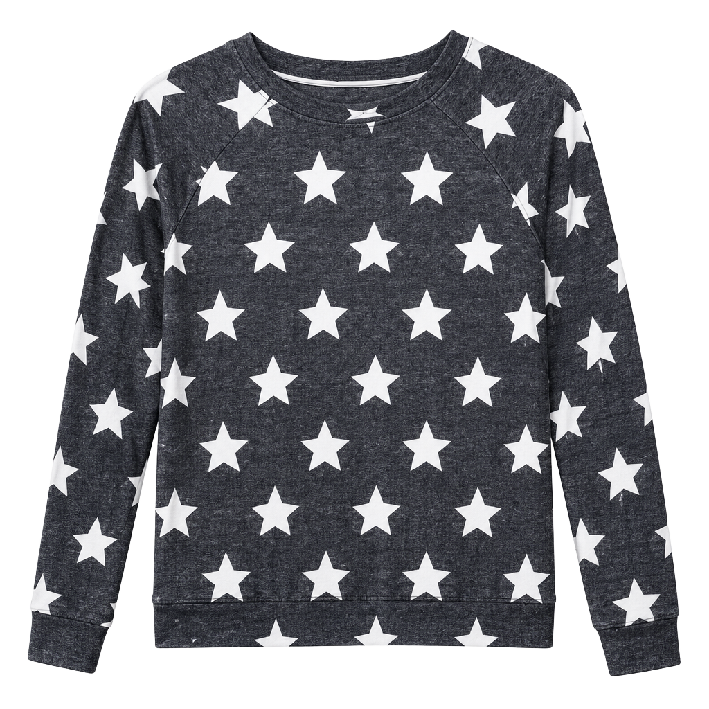 Grayson Threads Star Print Sweatshirt Size M Gray White 1