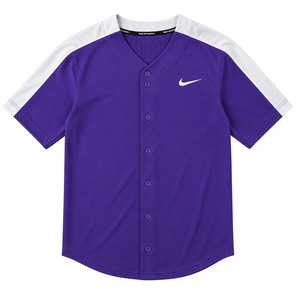 Nike Team Baseball One-Button Performance Jersey - Purple/White 1