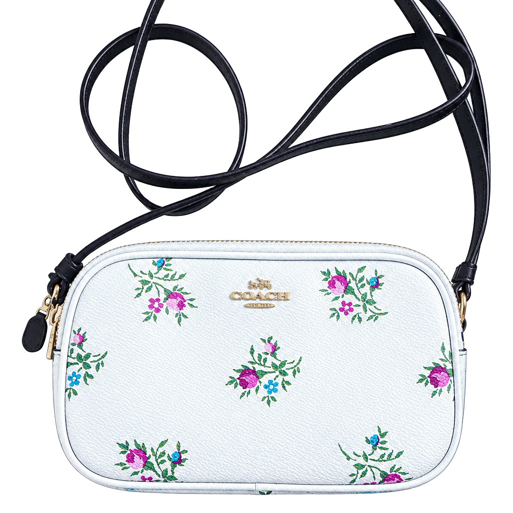 Coach Floral Zip Wristlet with Detachable Strap, Lined, Inner Pockets 1