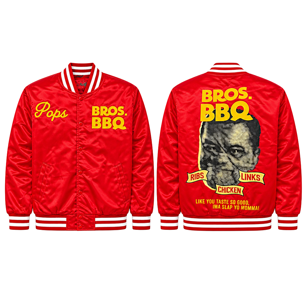 Headgear Classics Friday After Next Bros. BBQ Pops Satin Varsity Jacket 1