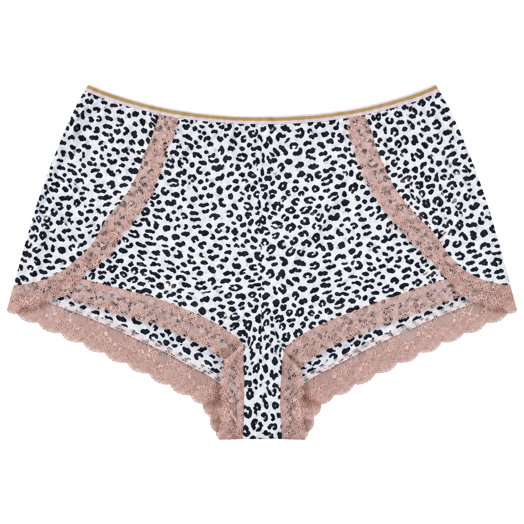 Victoria's Secret Leopard Print Pajama Sleep Shorts Size L White Lace Trim 1