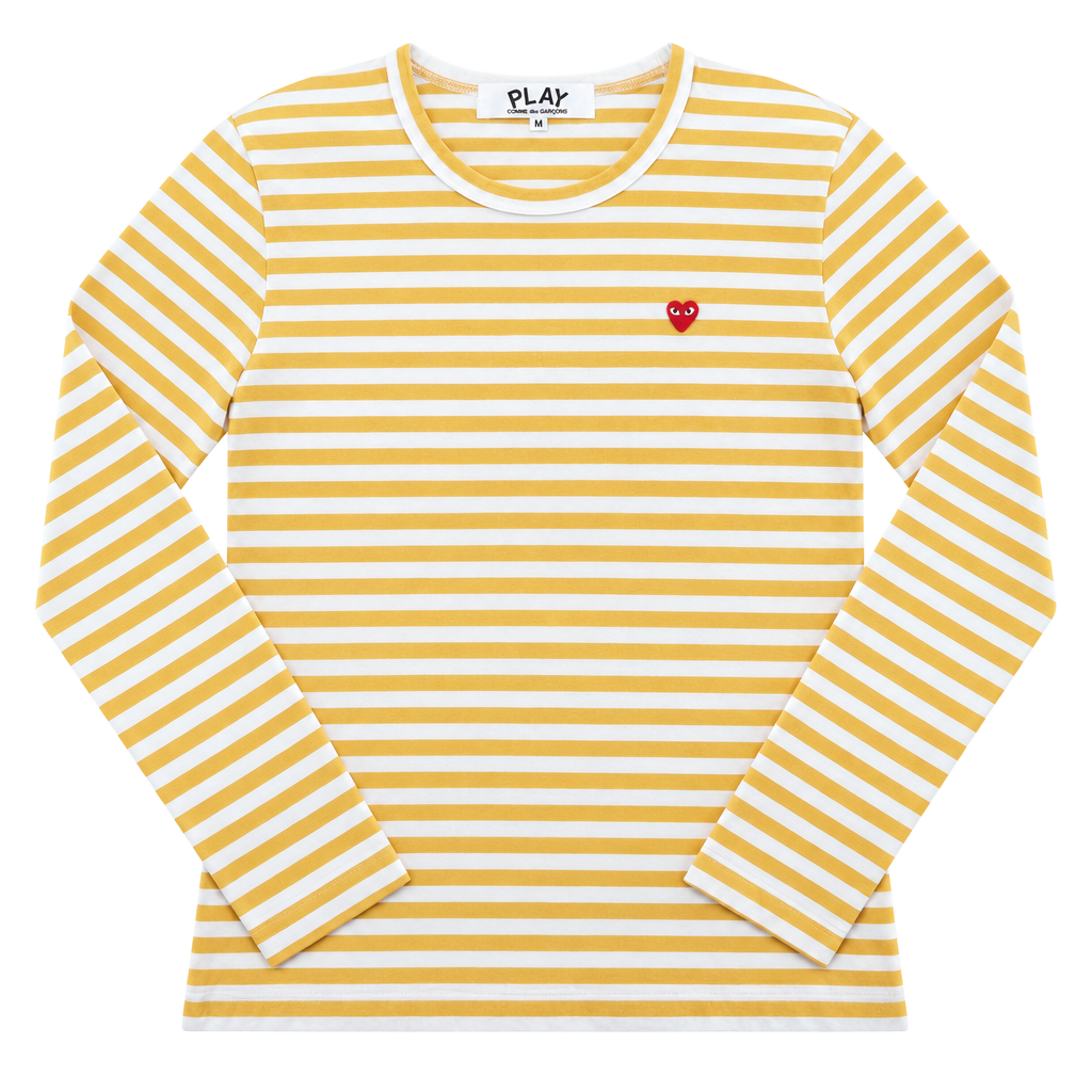 COMME des GARÇONS PLAY Striped Long Sleeve T-Shirt Size M Yellow 1