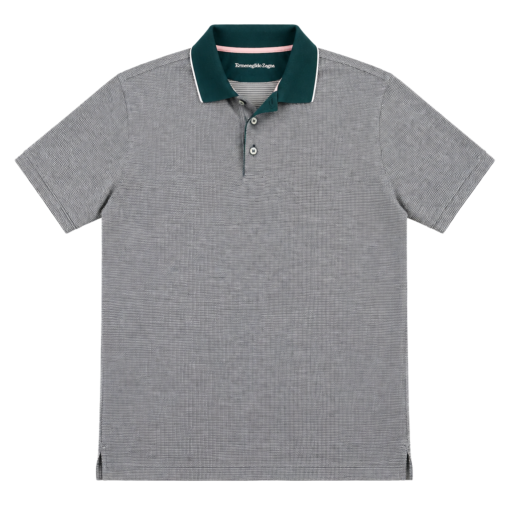 Ermenegildo Zegna Polo Shirt Geometric Print Contrasting Collar 1