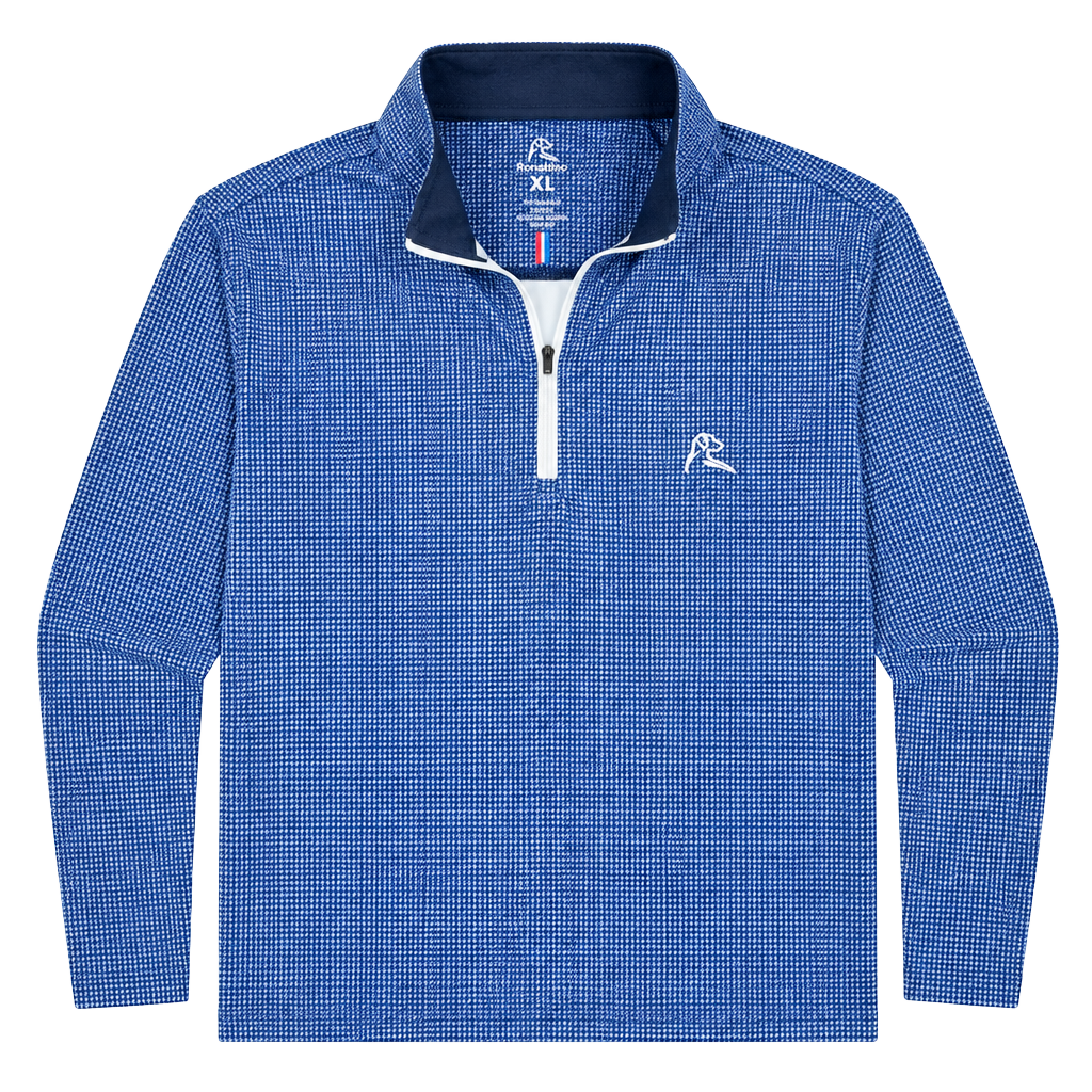 Rhoback 1/4 Zip Pullover Size XL Blue Houndstooth Performance Golf 1