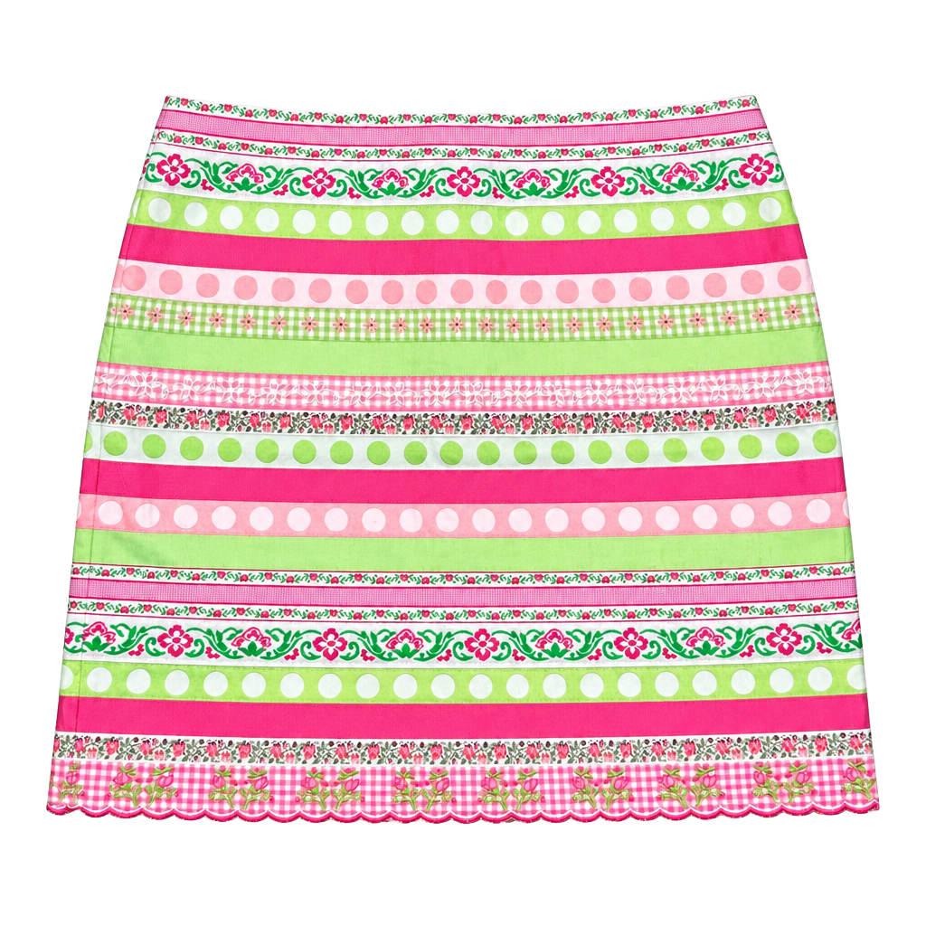 Lilly Pulitzer Flirty Skirt Size 12 Multi Ribbon Stripe Scallop Hem NWT 1