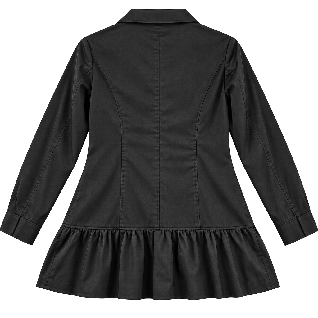 Mac & Jac Peplum Trench Coat Size M Black Button Front Jacket 1