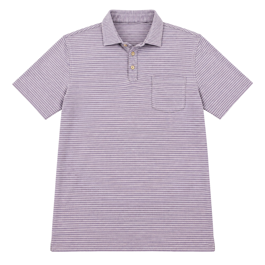 Peter Millar Stripe Polo Size S Purple White Short Sleeve Pocket Shirt 1