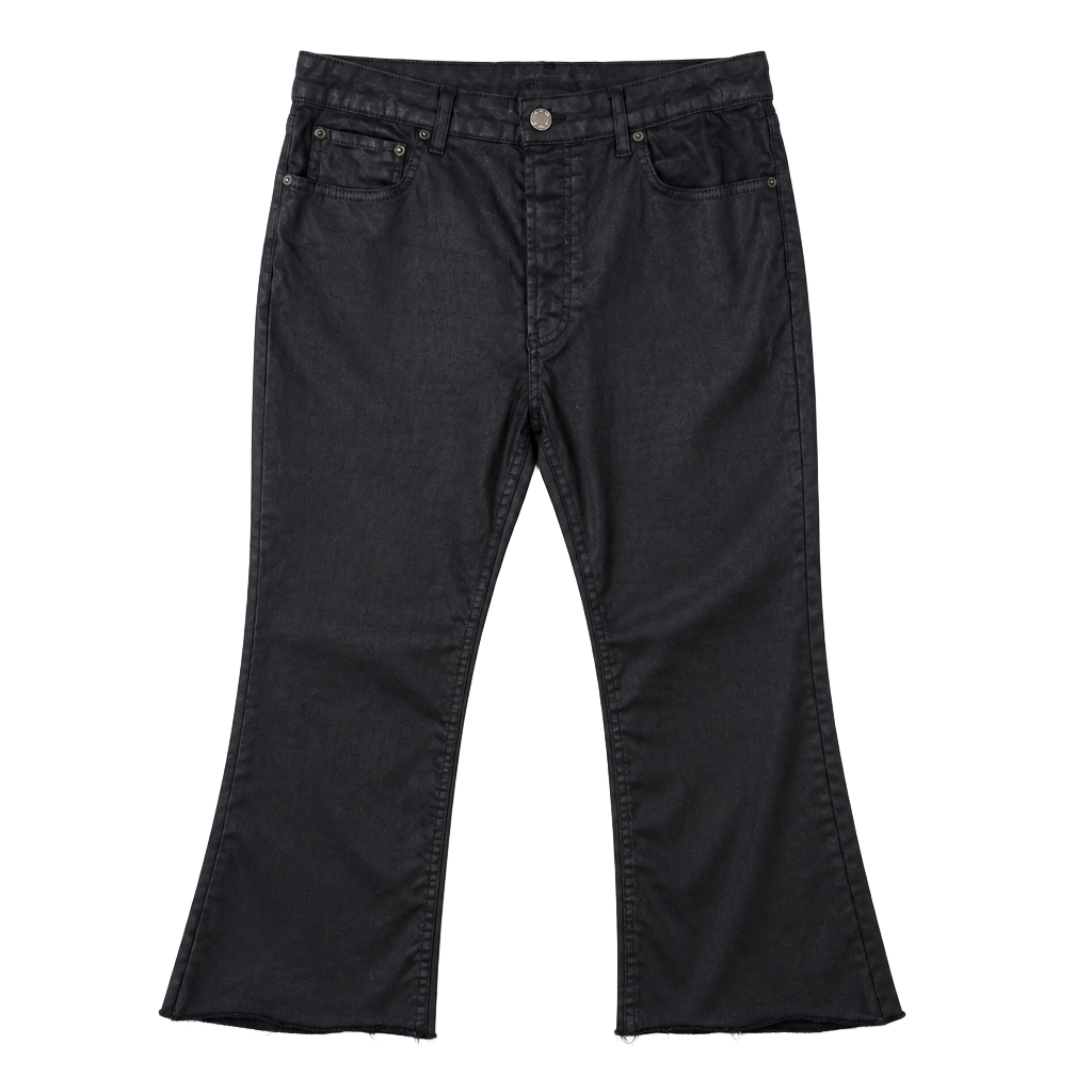 ZARA The Dreed Flare Black Coated Jeans 1