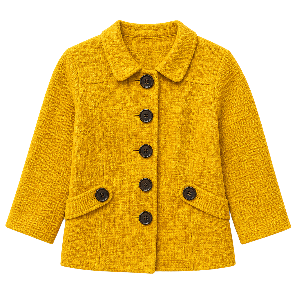 Banana Republic Yellow Textured Tweed Button-Front Jacket Size 10 1