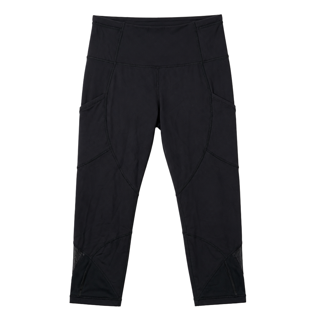 Lululemon Hit It Crop Black Mesh High-Rise Leggings 1