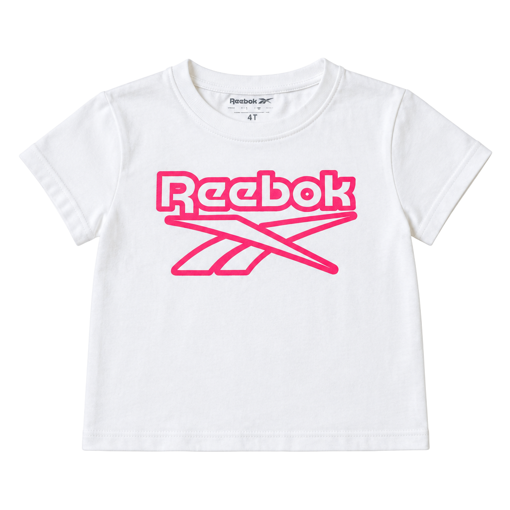 Reebok T-Shirt Size 5 White Pink Graphic Short Sleeve Kids 1