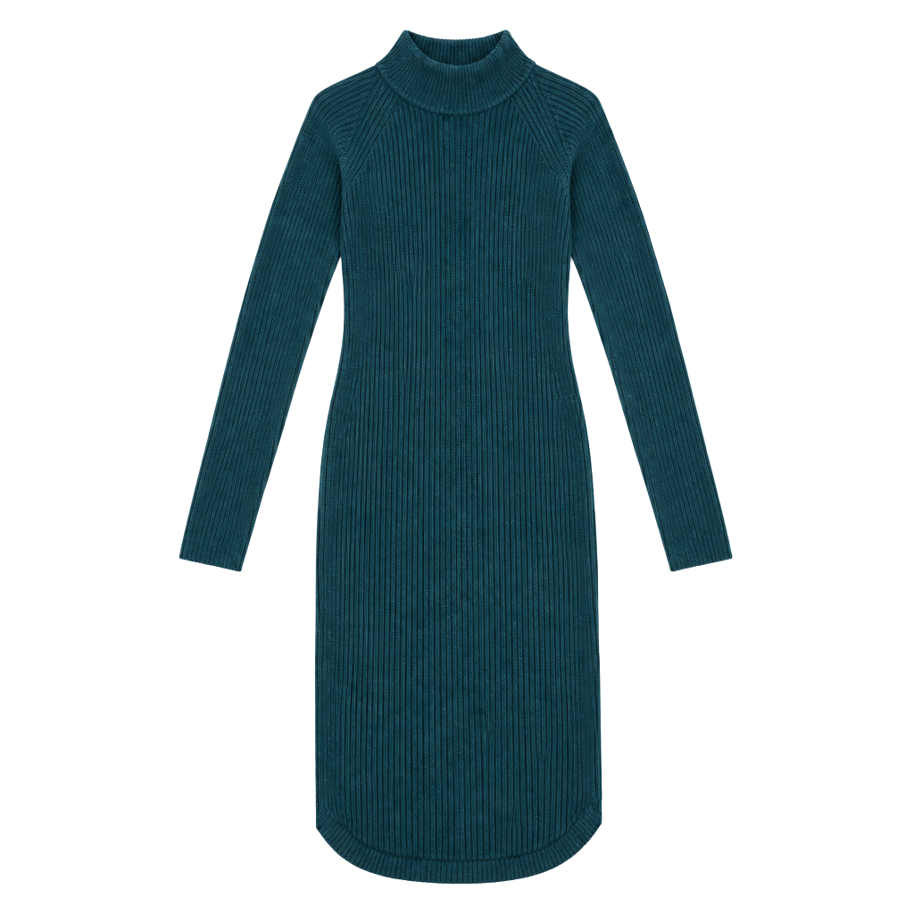 Charlotte Russe Teal Ribbed Turtleneck Long Sleeve Sweater Dress Size XS 1