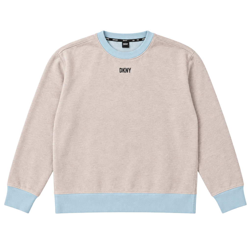 DKNY Sweatshirt Size L Pink Blue Logo Crewneck Pullover 1