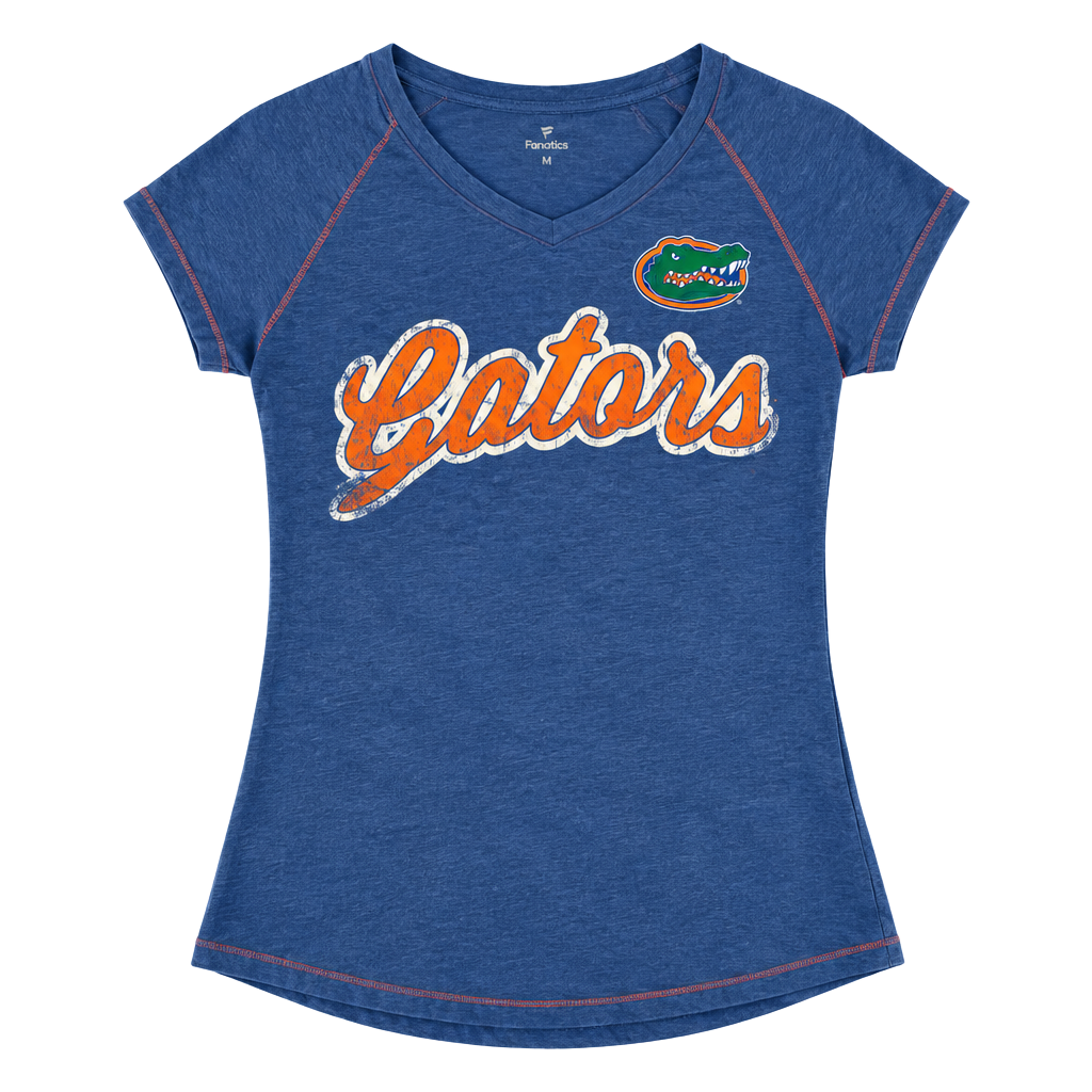 Campus Lifestyle Florida Gators T-Shirt Size M Blue V-Neck Short Sleeve 1