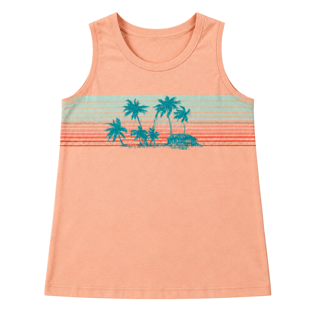 Columbia PFG Tank Top Size M Peach Palm Tree Graphic Sleeveless Shirt 1