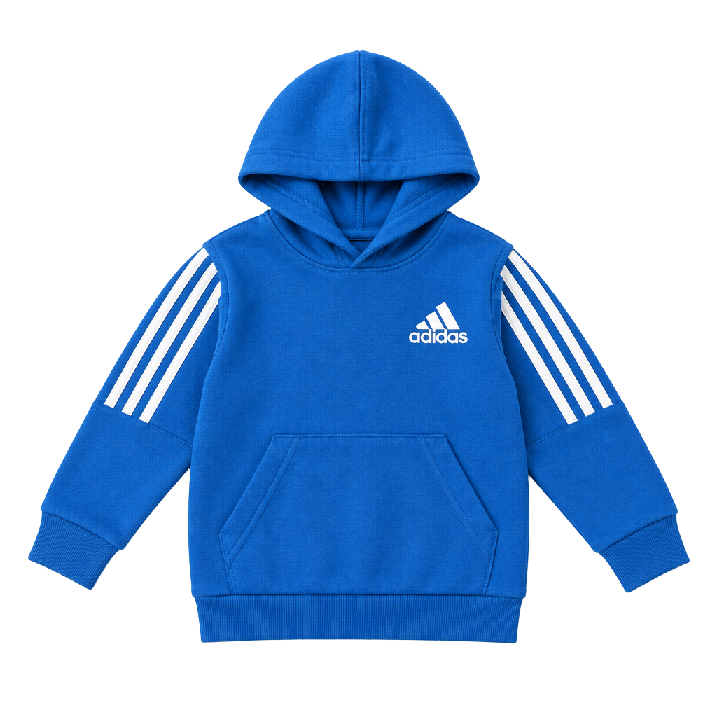 Adidas Toddler Hoodie 2T Blue White Stripes Fleece Pullover Kids Boys Girls 1