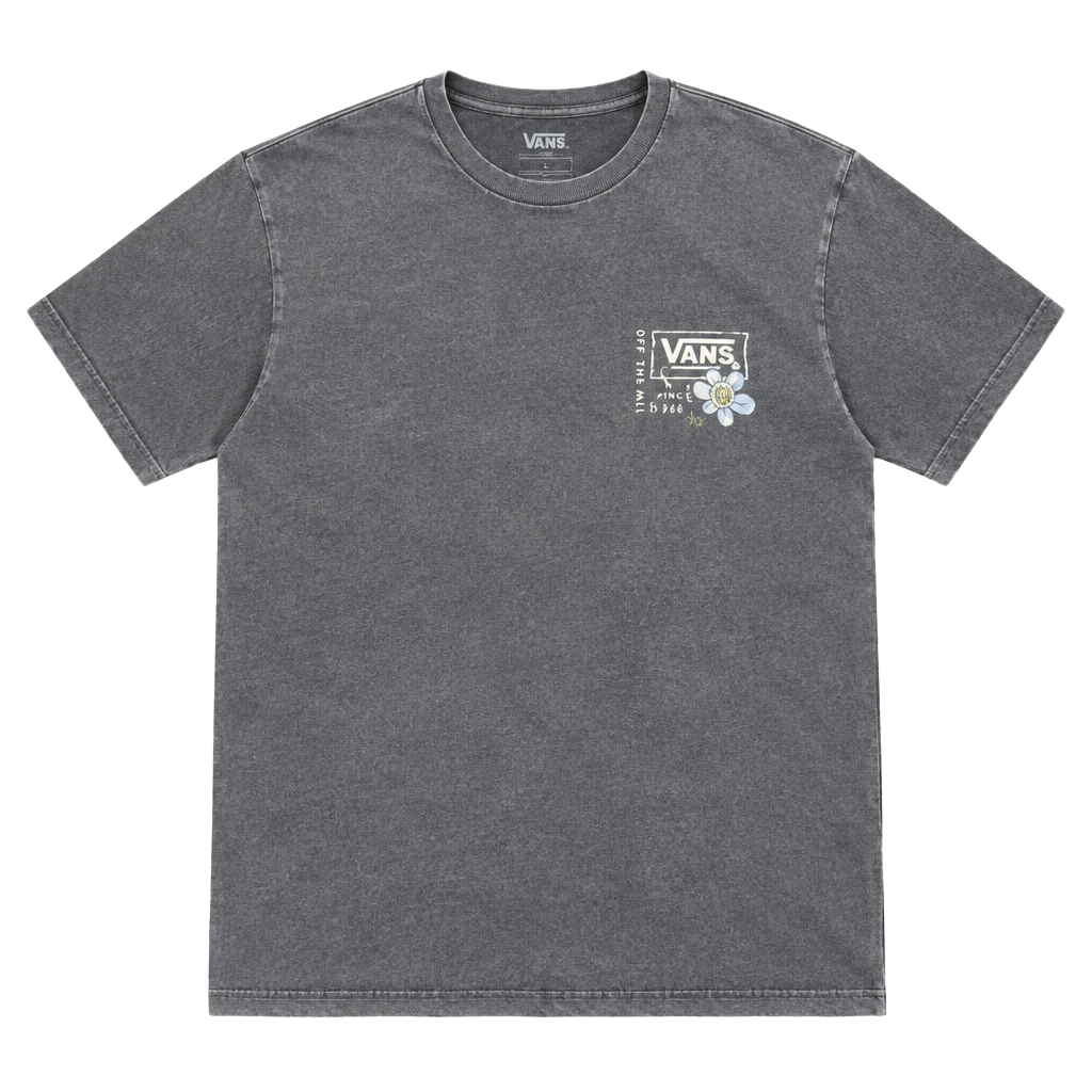 Vans Classic Fit T-Shirt Size Large Gray Flower Off The Wall Graphic Tee 1