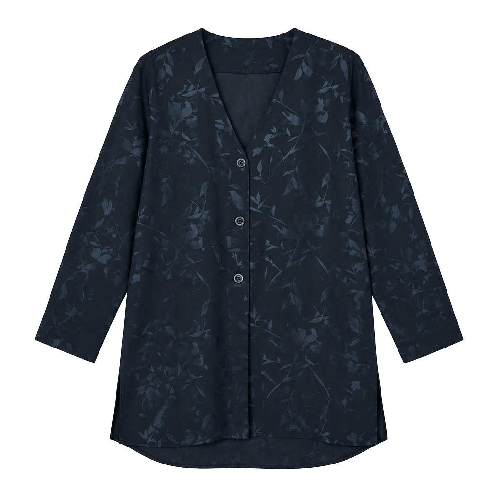 Vintage Leslie Fay Black Floral-Pattern Button Down Sheer Duster Sz 16 1