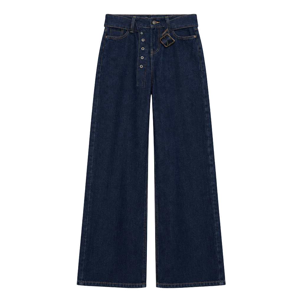 No Boundaries Dark Indigo Wide Leg Paperbag Jeans 1